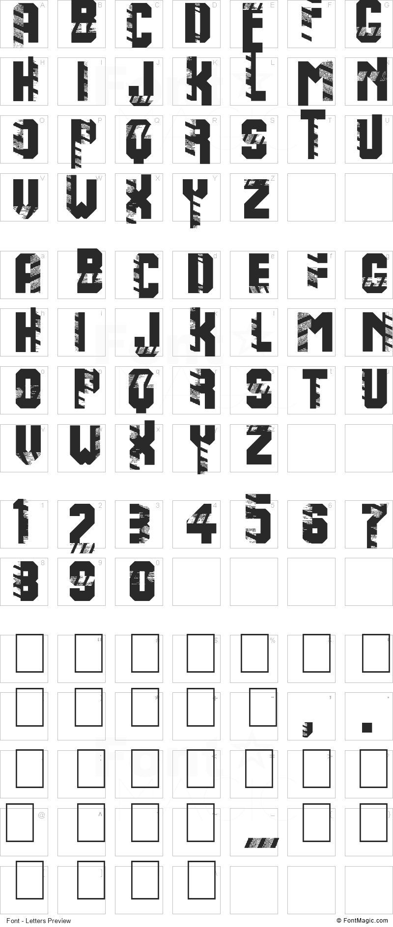 Warning Font - All Latters Preview Chart