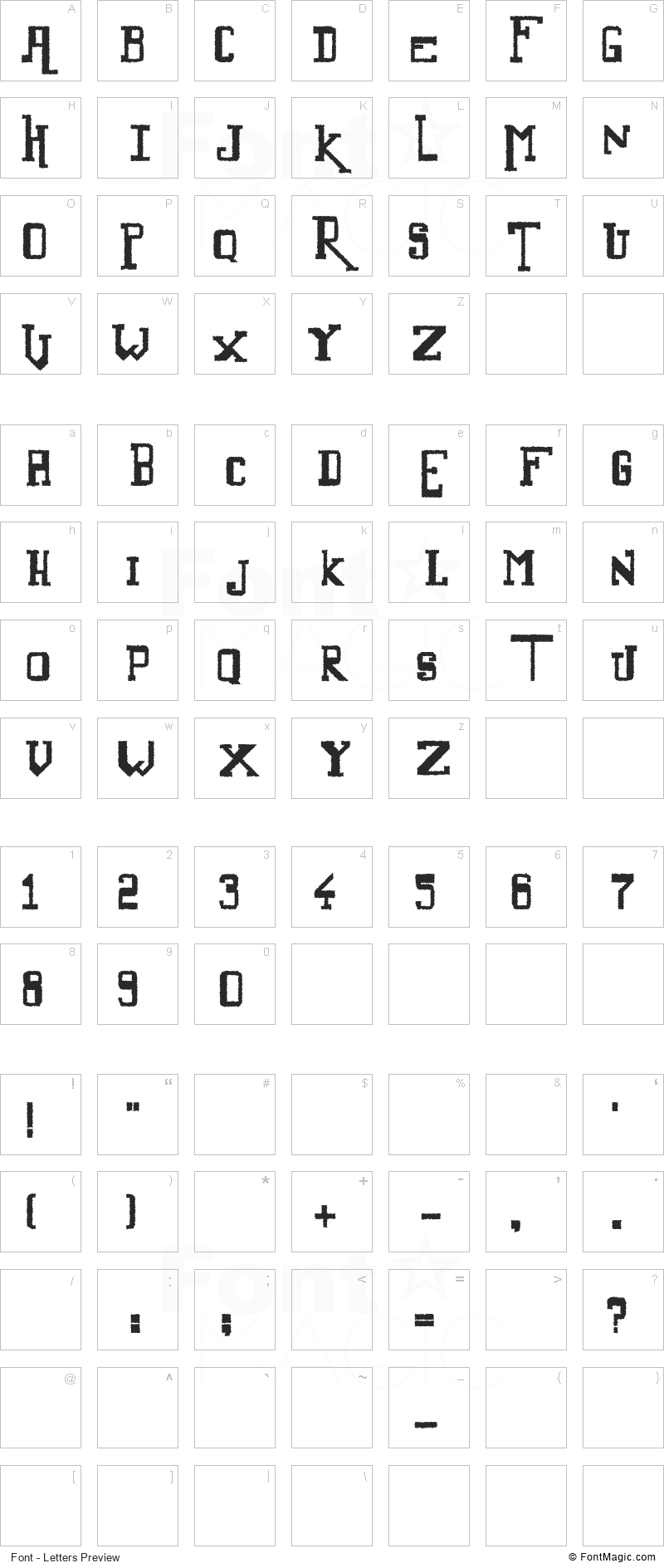 Alternate Font - All Latters Preview Chart