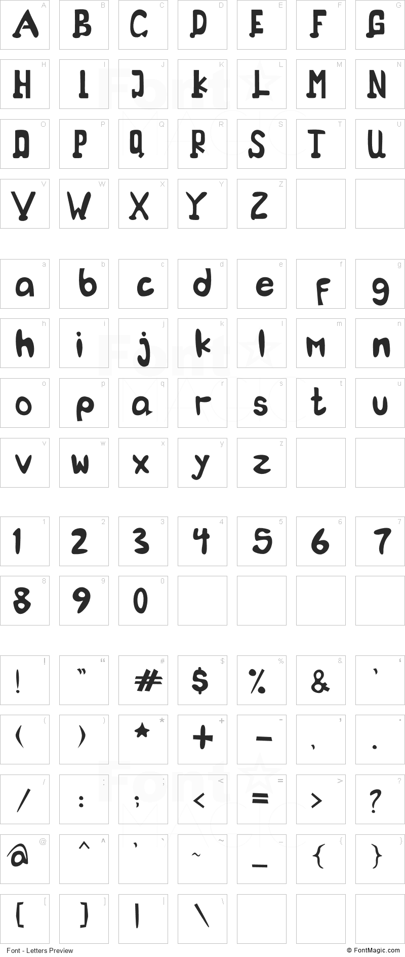 Hallimuna Font - All Latters Preview Chart