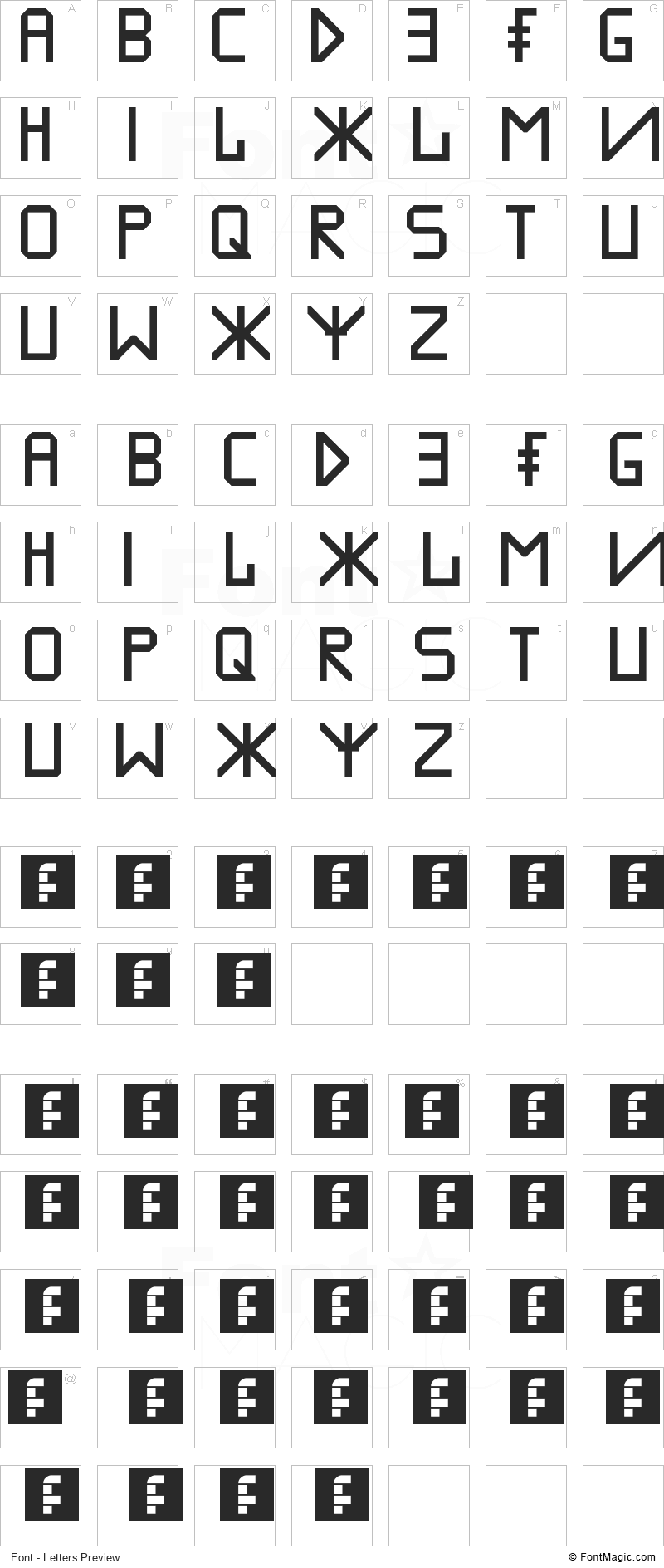 Inmodify Font - All Latters Preview Chart