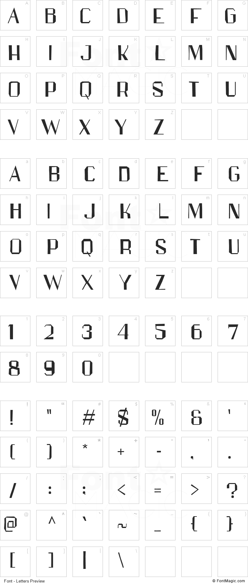 Papercutz Font - All Latters Preview Chart