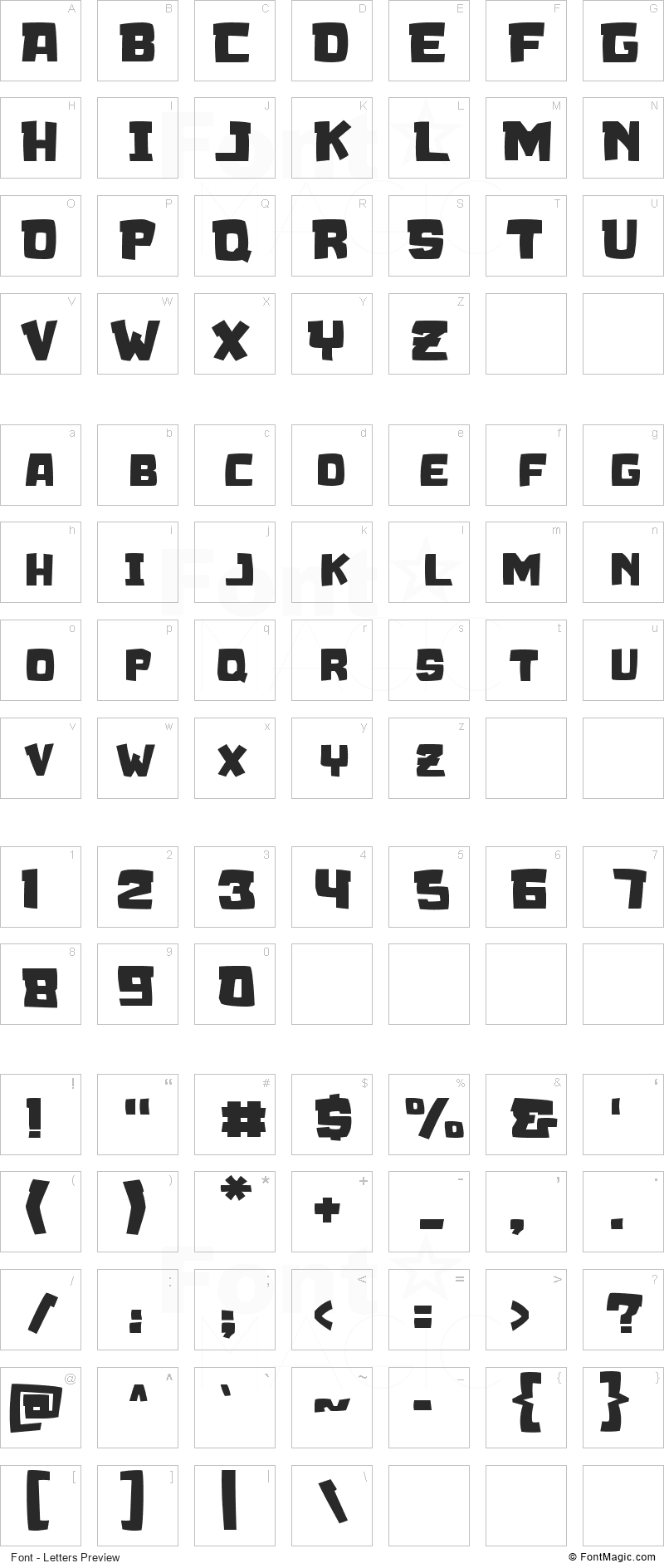 Scrubland Font - All Latters Preview Chart