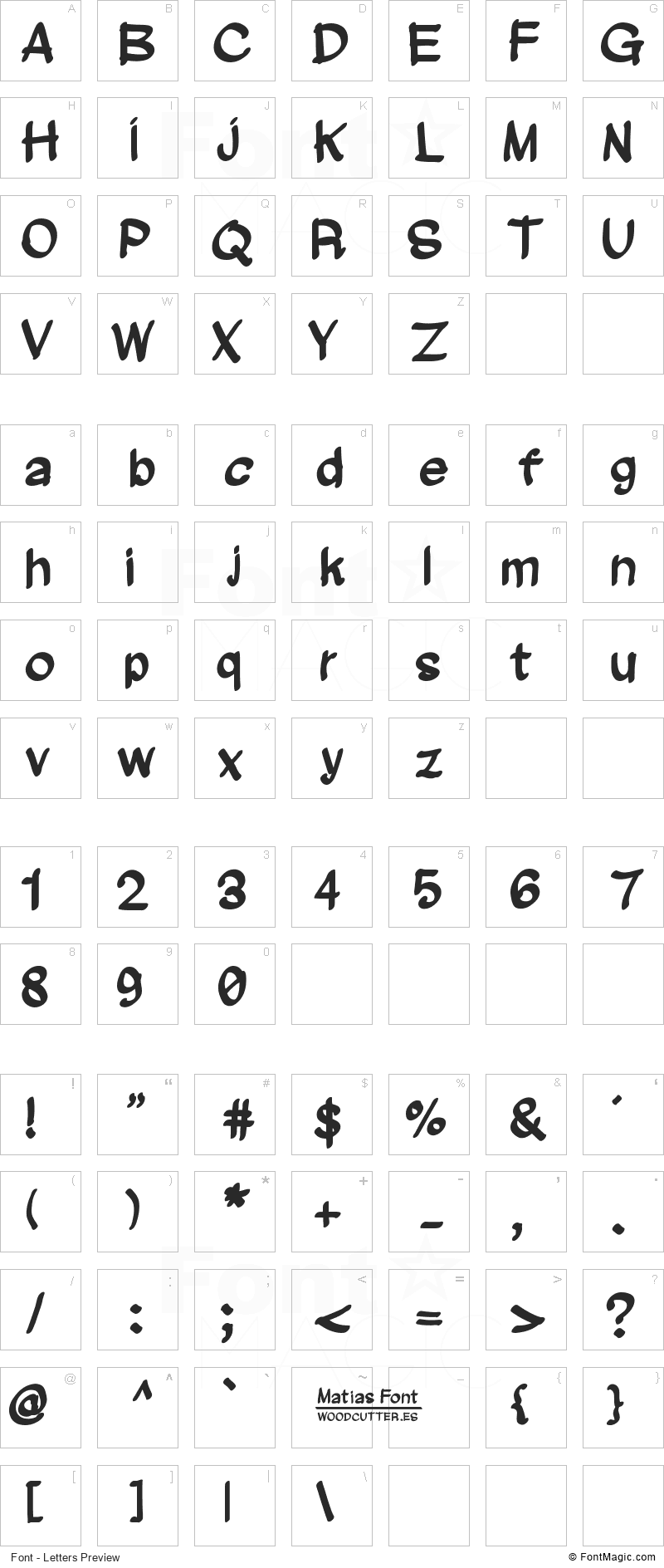 Matias Font - All Latters Preview Chart