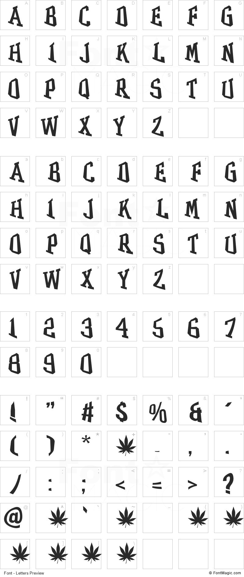 Grass Font - All Latters Preview Chart