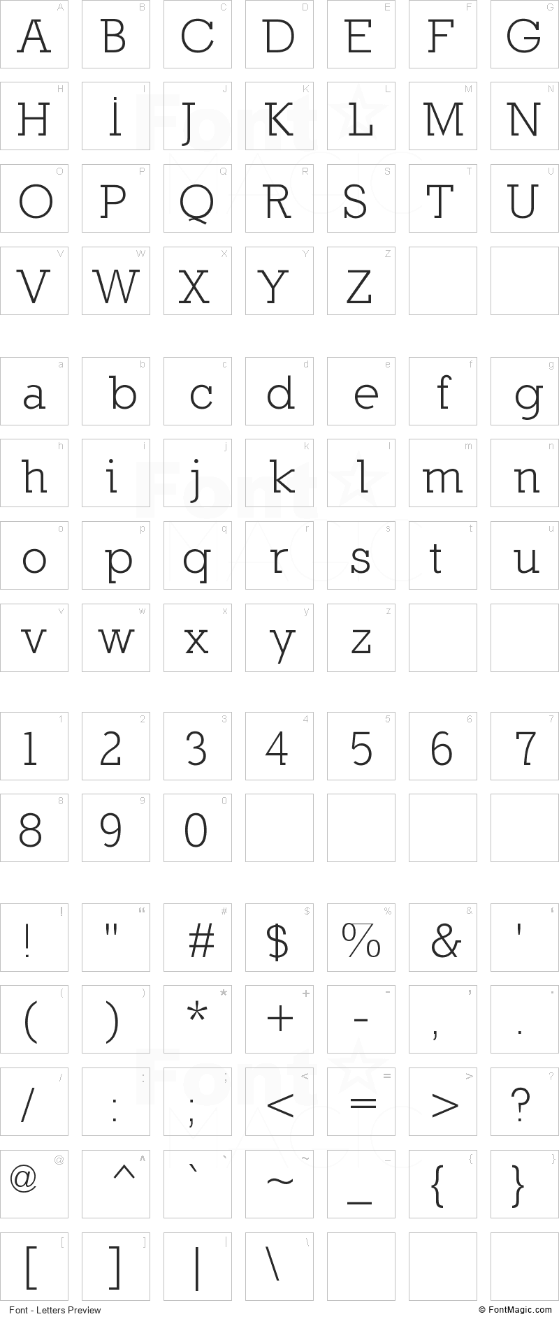 Nilland Font - All Latters Preview Chart