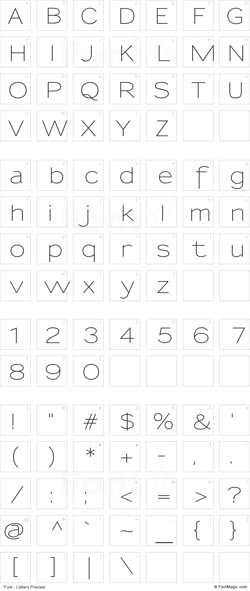 Sansumi Font - All Latters Preview Chart