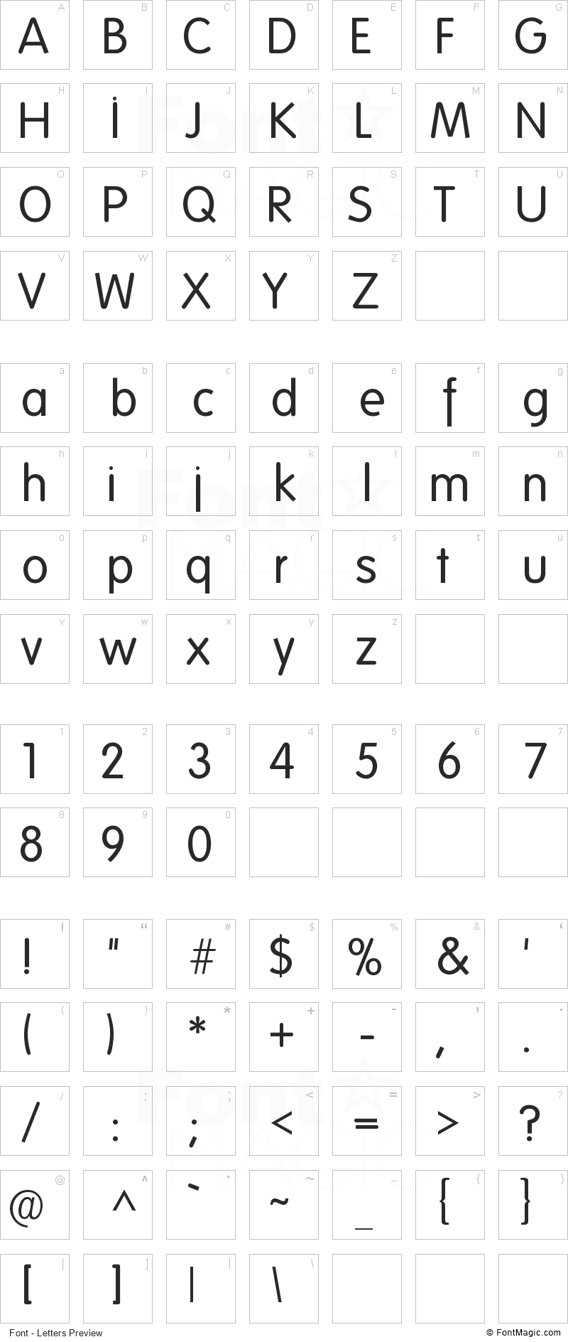 Folks Font - All Latters Preview Chart