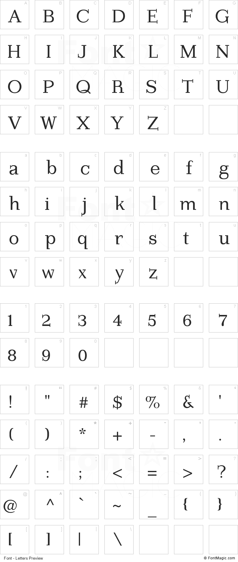 Imprimerie Font - All Latters Preview Chart