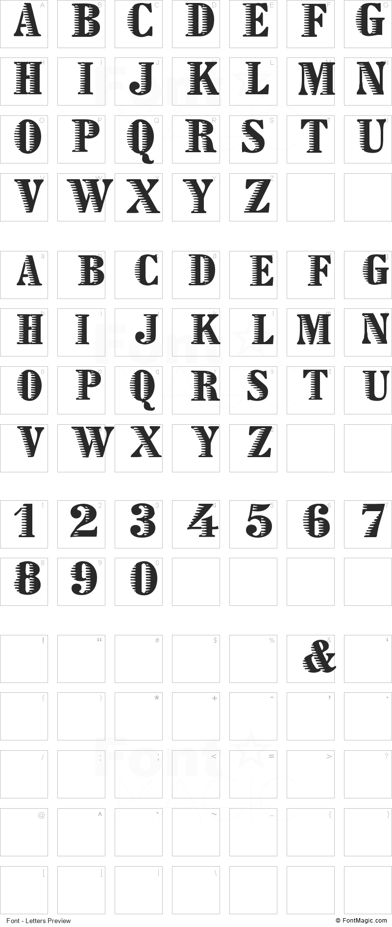 Zebraesq Font - All Latters Preview Chart