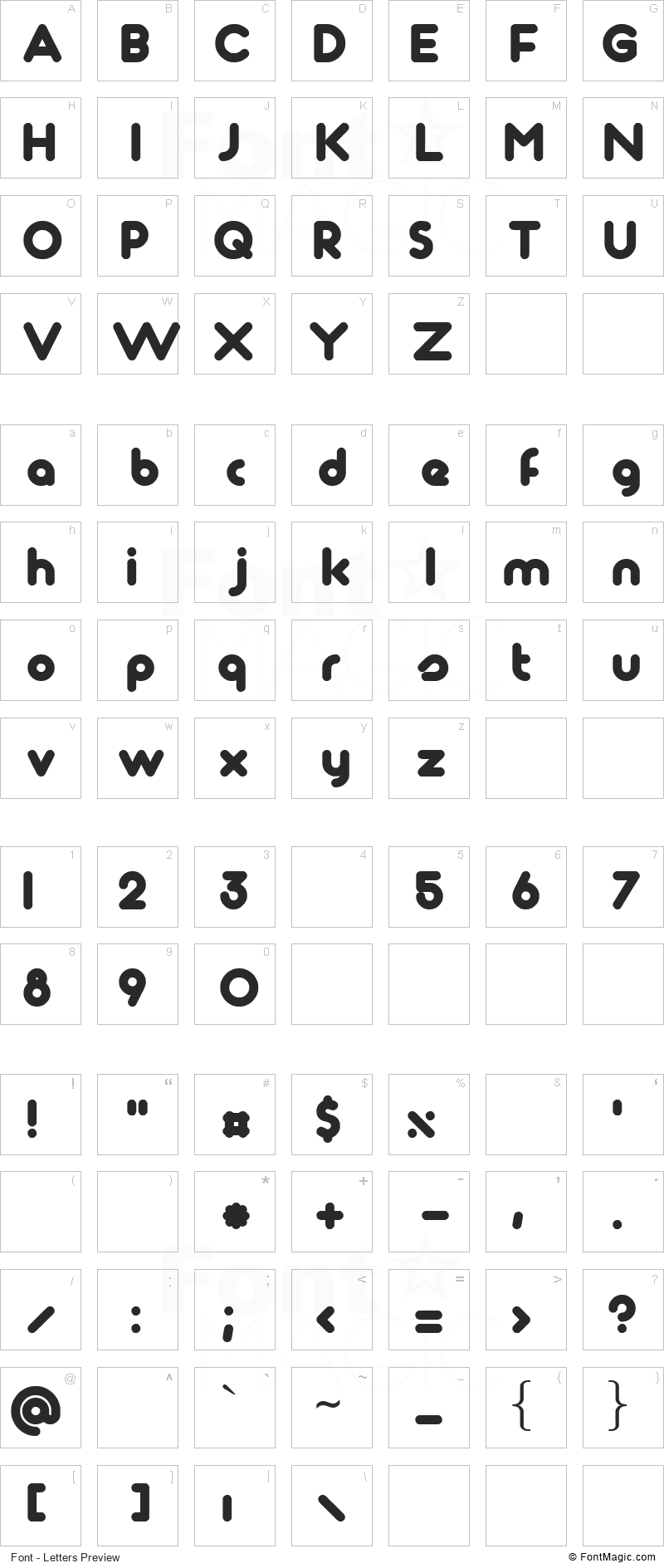 Maagkramp Font - All Latters Preview Chart
