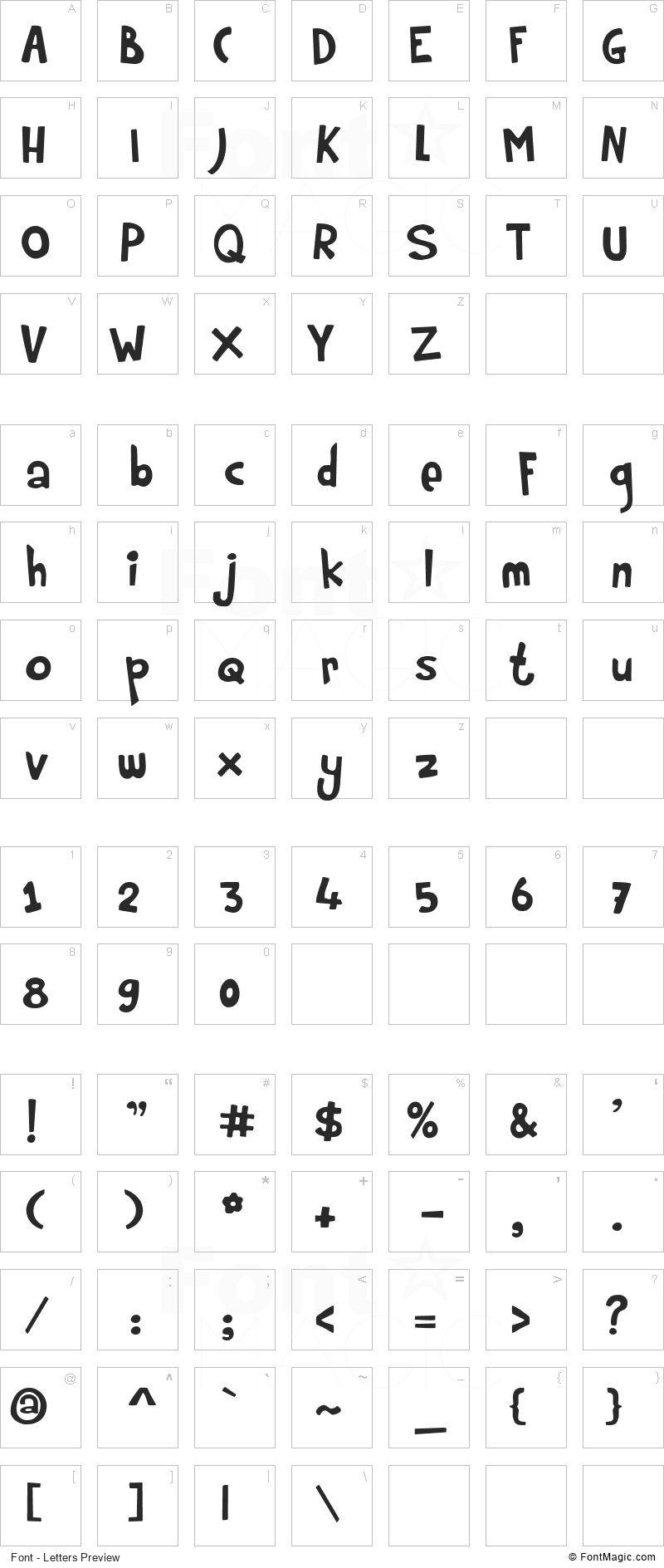 Rumpelstiltskin Font - All Latters Preview Chart