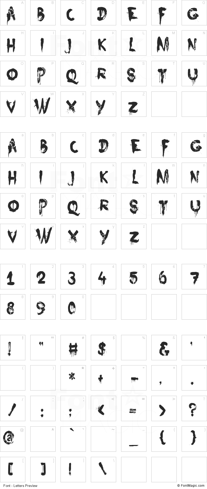 Nightbird Font - All Latters Preview Chart