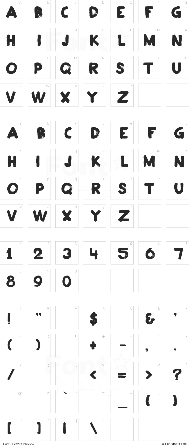 Plakkaat Font - All Latters Preview Chart