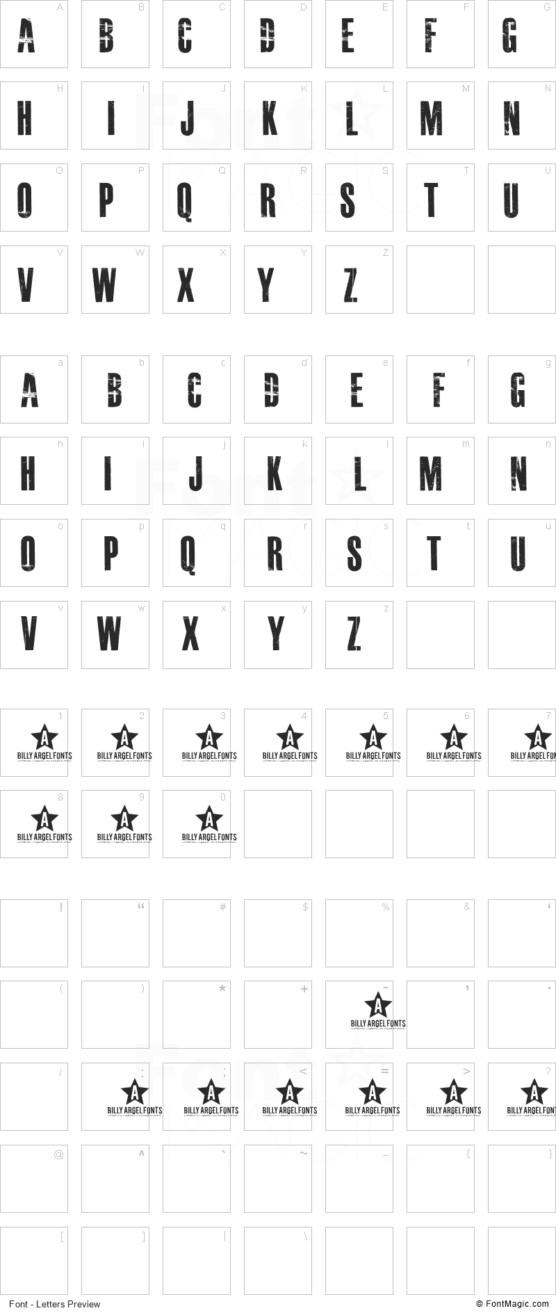 Masterplan Font - All Latters Preview Chart