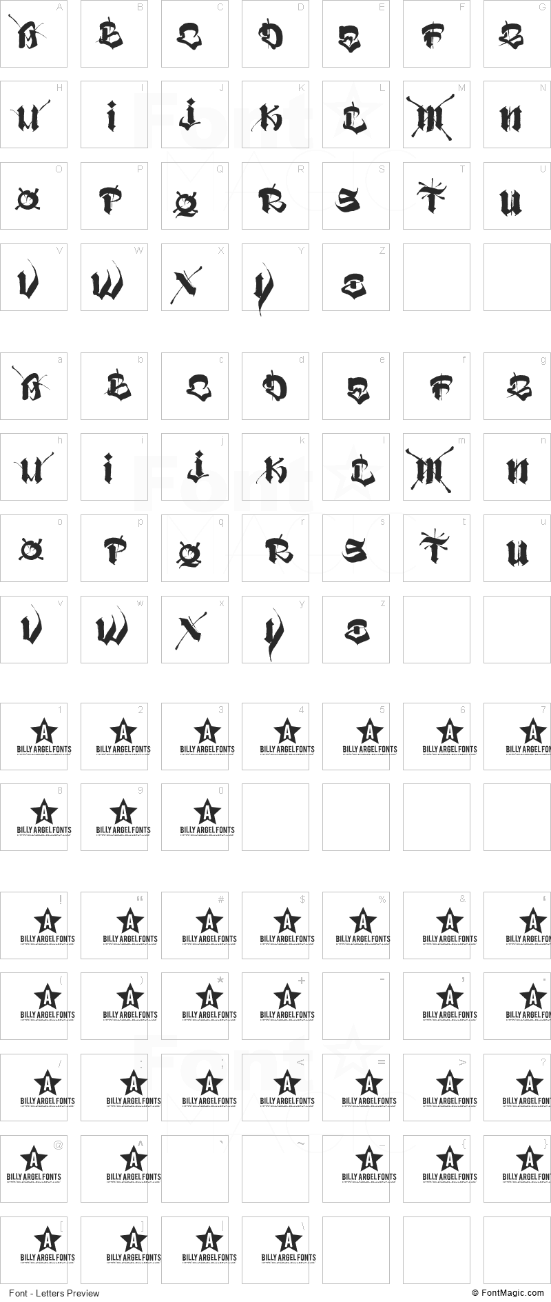 Vatos Font - All Latters Preview Chart