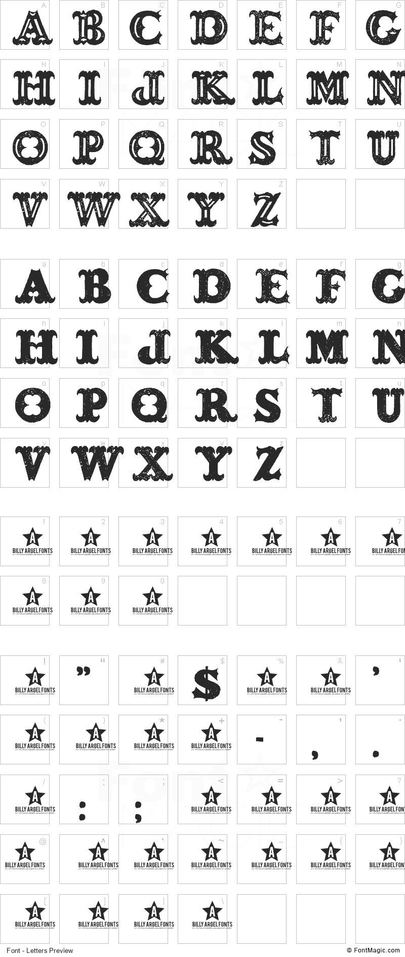 Bonesoup Font - All Latters Preview Chart