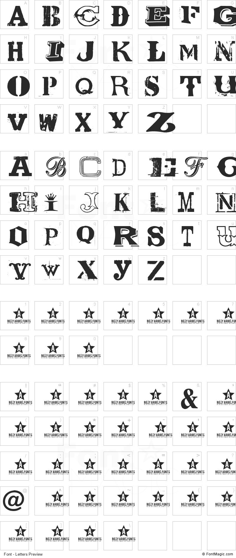 Coolector Font - All Latters Preview Chart