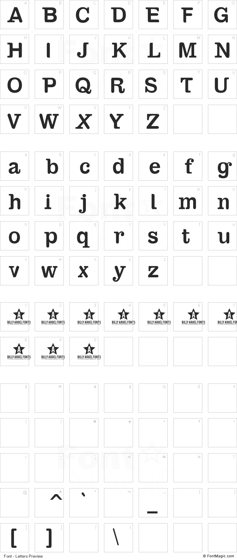Sambahollyc Font - All Latters Preview Chart