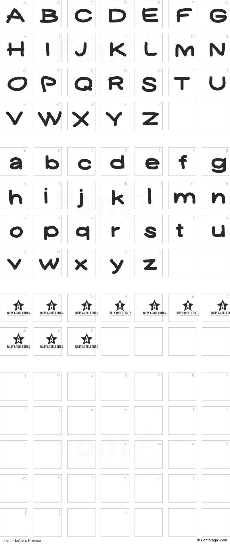 Yukafont Font - All Latters Preview Chart