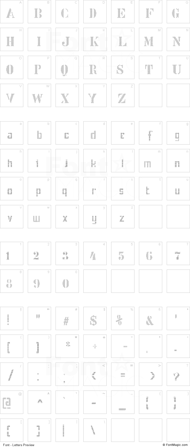 Stencix Font - All Latters Preview Chart