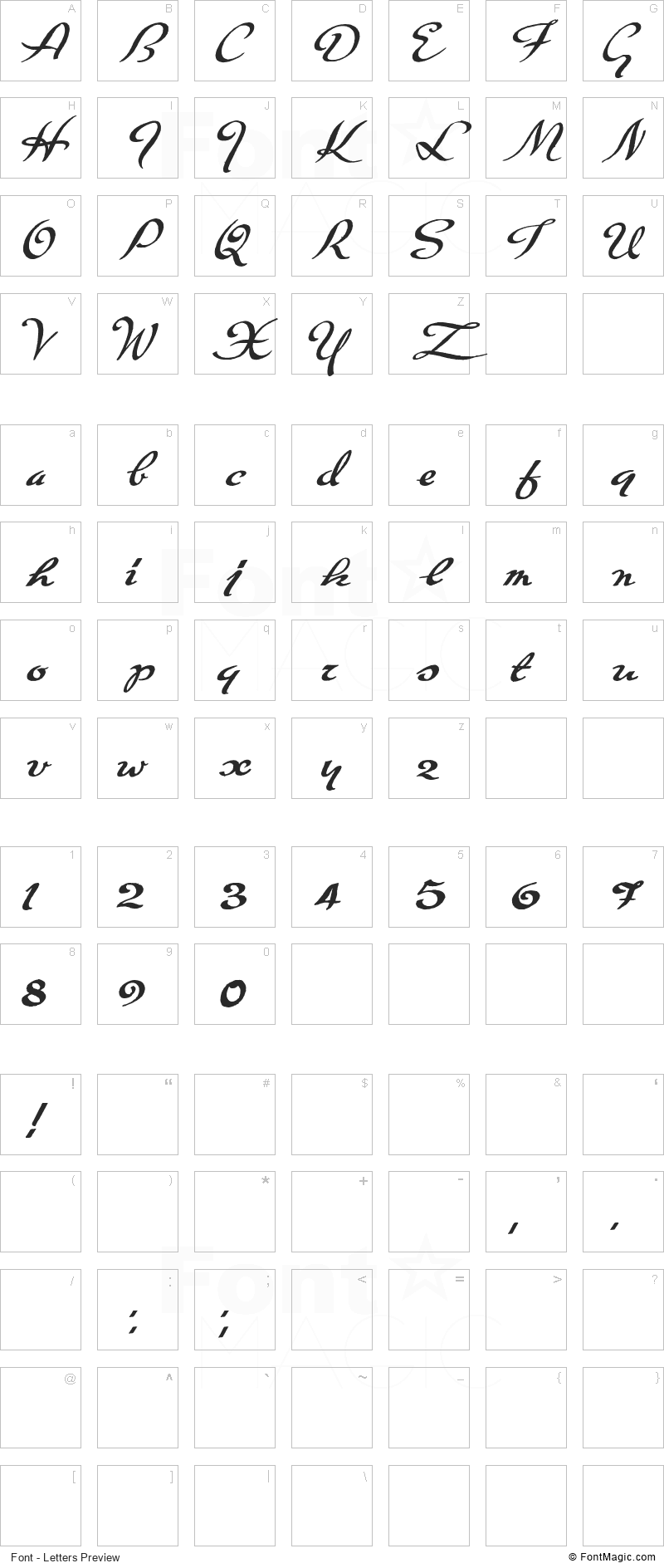 Carpete Font - All Latters Preview Chart