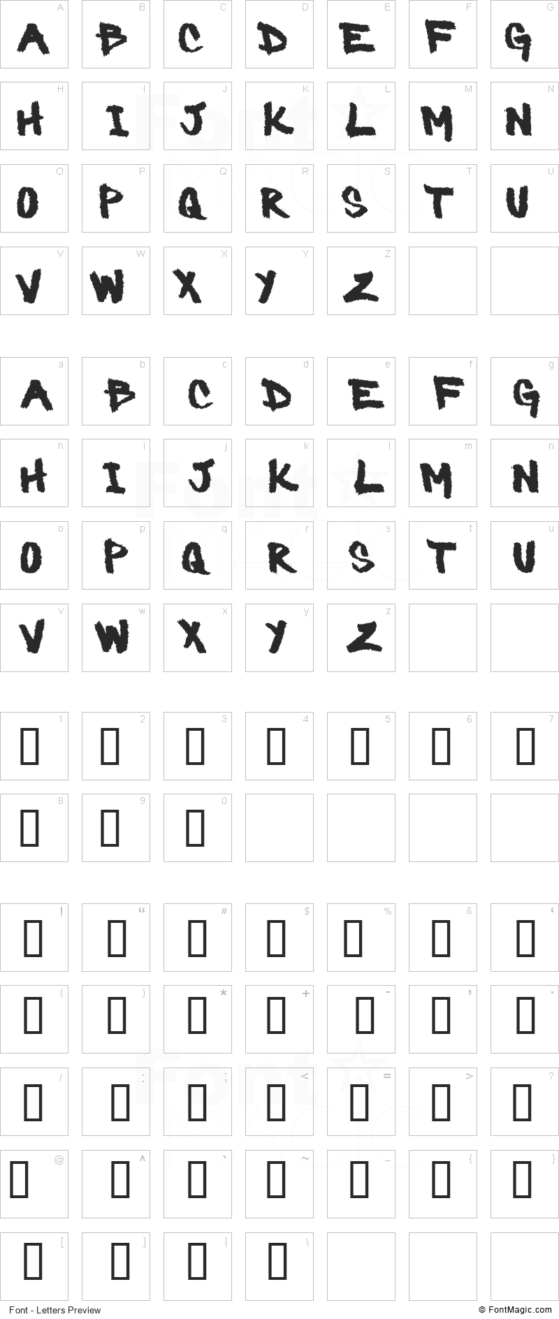 Barbaric Font - All Latters Preview Chart