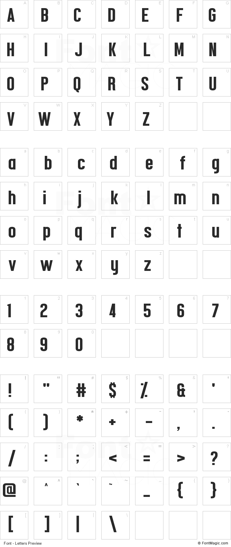 Confidel Font - All Latters Preview Chart