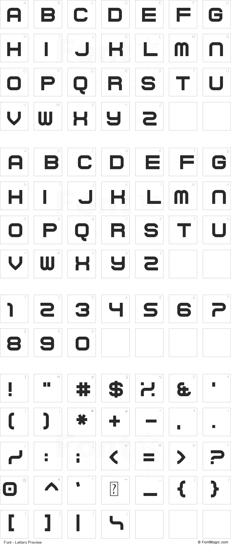 Curvert Font - All Latters Preview Chart