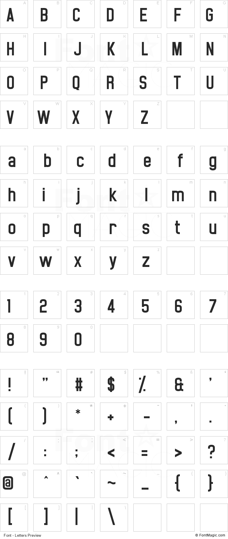 Noasarck Font - All Latters Preview Chart
