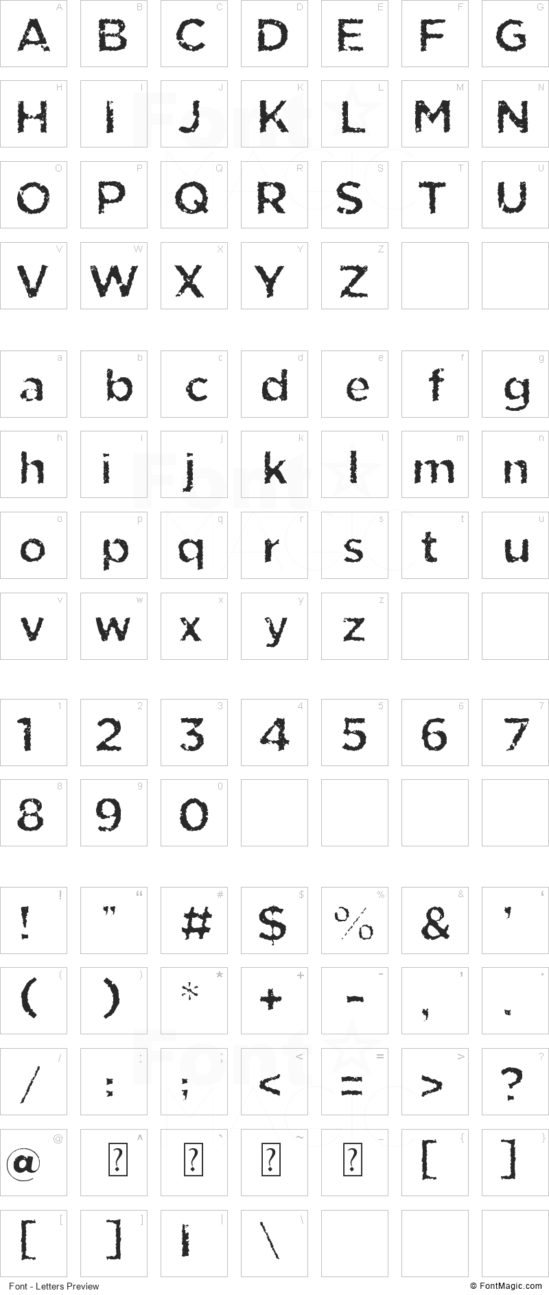 Eride Font - All Latters Preview Chart