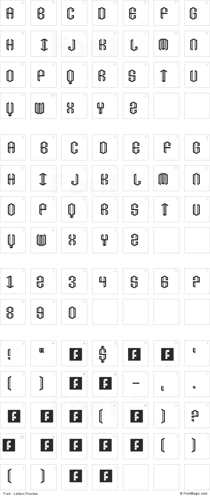Diamante Font - All Latters Preview Chart