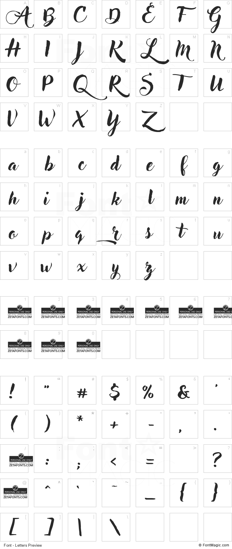 Adlery Font - All Latters Preview Chart